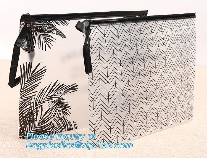 los bolsos plásticos de la cremallera del pvc de la manija, bolso modificado para requisitos particulares de la cremallera del pvc, botella cosmética del cierre del resbalador fijaron el bolso del PVC que embalaba, organizador