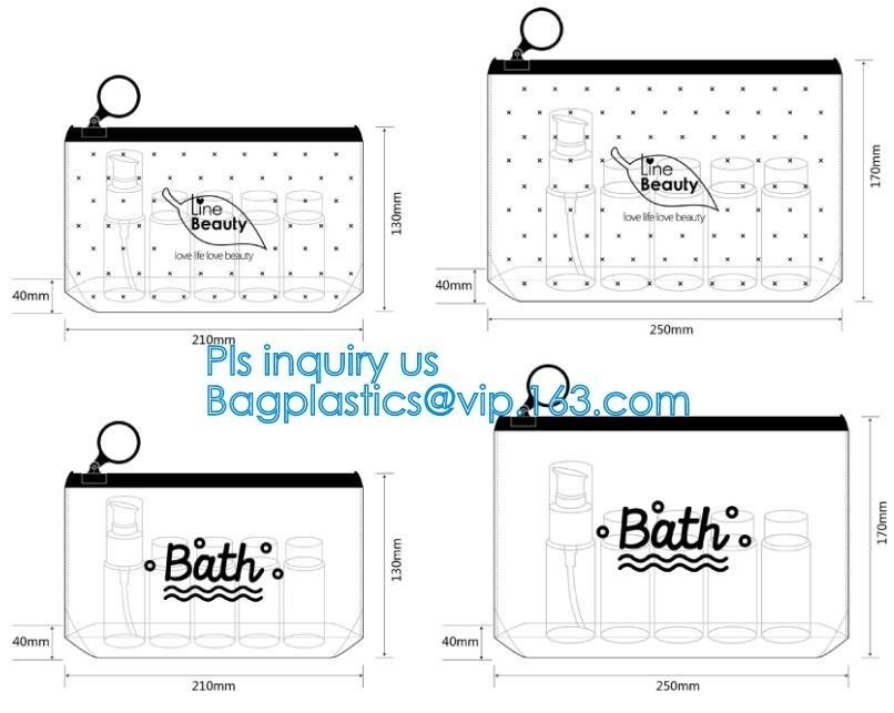 los bolsos de empaquetado del traje de baño del resbalador de la cremallera, bolso de Zip lockkk del plástico transparente del brillo de la bolsa del pvc vinly, plástico biodegradable del pvc resbalaron
