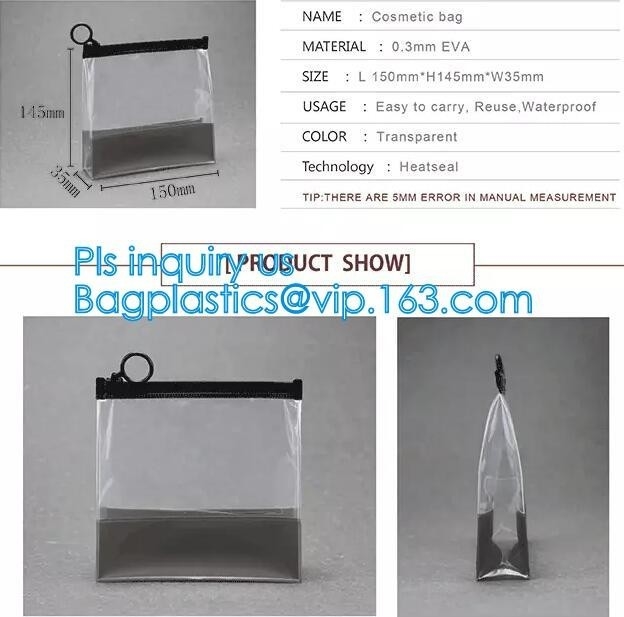 bolso claro del PVC del resbalador superior de la cremallera que embala, ropa impresa de encargo que empaqueta PVC/helado adecuado EVA Vinyl Slider Top Zipper