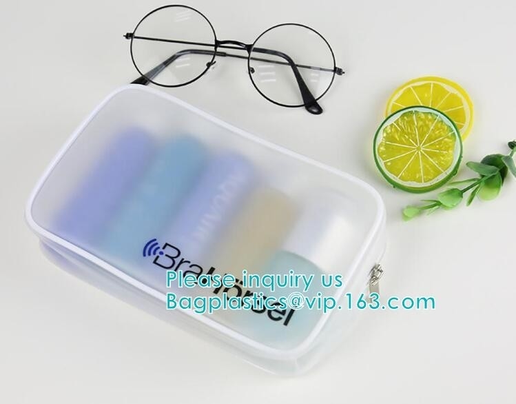 El embalaje cosmético del bolso transparente del pvc del vinilo, el resbalador inferior Zip lockkk del escudete imprimió los bolsos de la cremallera del pvc, bolso de empaquetado de la ropa