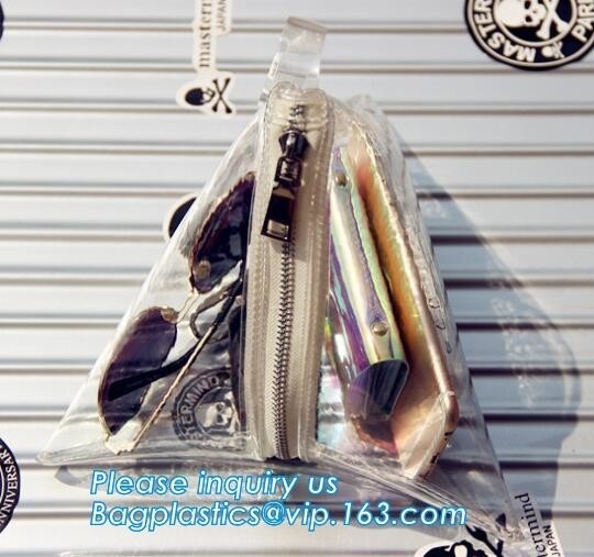 La mano del bolso del holograma de las mujeres del PVC agarra el bolso transparente del laser de las pequeñas señoras de la cadena, embrague transparente Tote Bag de DIY