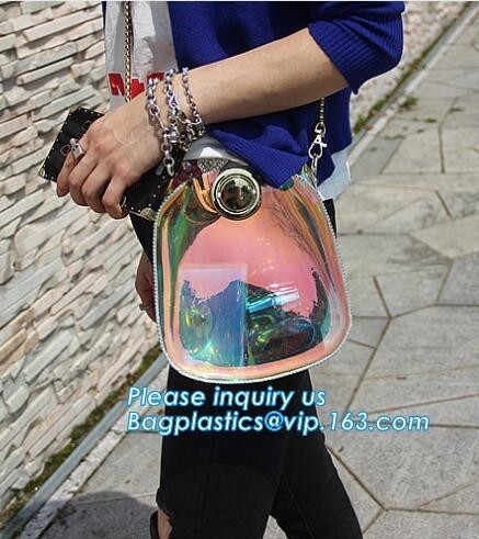 la bolsa de asas de nylon del pvc de hombro de las mujeres ajustables de la correa, embrague transparente claro Tote Bag del bolso DIY del PVC de la playa del verano