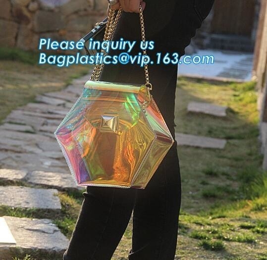 bolso del pvc de los bolsos para el bolso impermeable del pvc de la cremallera de las señoras, bolsos transparentes del PVC, PVC del bolso del laser de la moda