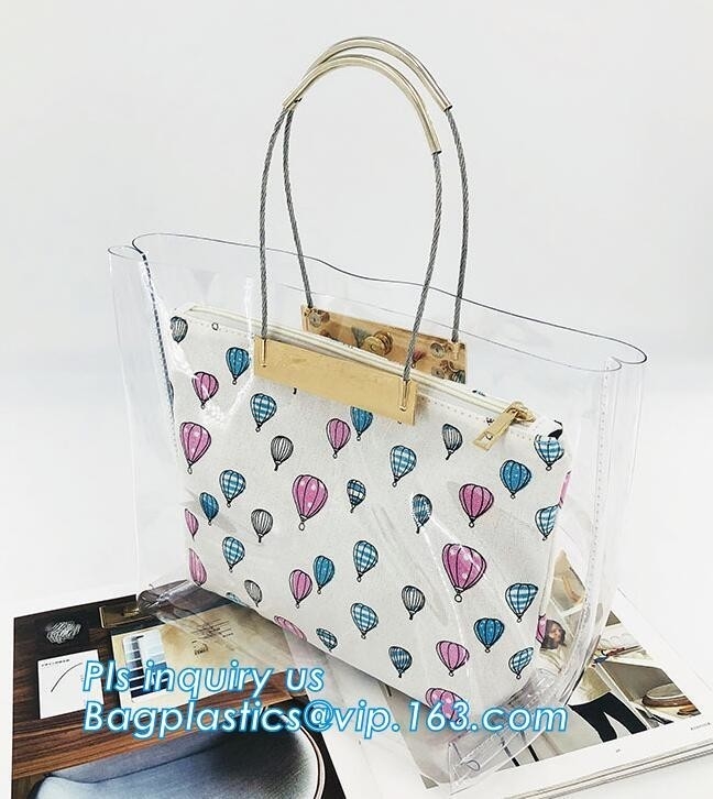 bolso claro del adolescente del bolso de la manija del anillo del bolso del pvc, bolso del caramelo del bolso del PVC Jelly Tote, bolso de la playa, portador de la manija, bolso
