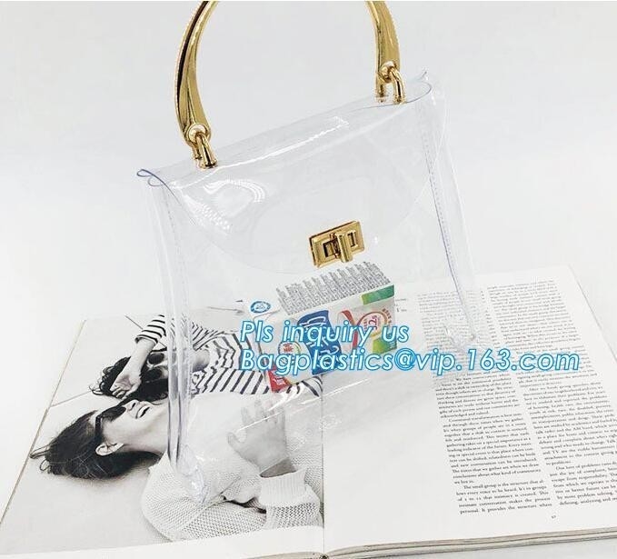 La bolsa de asas clara para las mujeres, pvc claro plástico de la capacidad grande del bolso del pvc de los bolsos transparentes de la moda del pvc del hombro ser