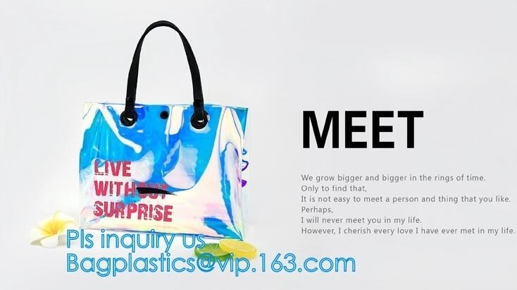 el bolso cosmético del PVC de la mujer de la señora, forma los bolsos del PVC del plástico transparente para las mujeres, bolso cosmético del PVC de los bolsos, MANIJA, CARRIE