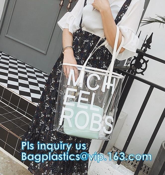La bolsa de asas de hombro clara de PVC/Vinyl, al aire libre lleva el bolso claro del pvc, shoulde del claro del pvc de las mujeres del bolso del caramelo de la jalea de la moda