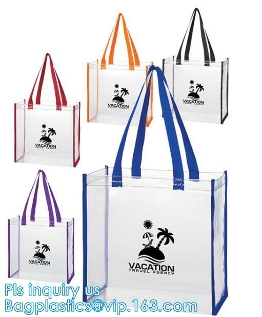 bolsos del envase de plástico de la manija del totalizador del PVC del bikini de la playa, bolsos cosméticos de la cremallera de la manija del bolso del organizador del lavado del viaje, bolso cosmético