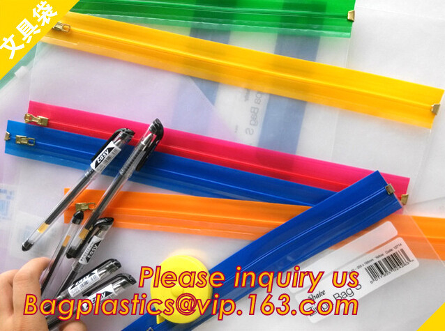 Bolsos de Zippa, bolsillo del fichero, bolsillo plástico, tenedor del lápiz, bolsos de la cremallera del clip, bolsos del clip de la cremallera, bolsos del fichero, bolsos del paquete del fichero del pvc