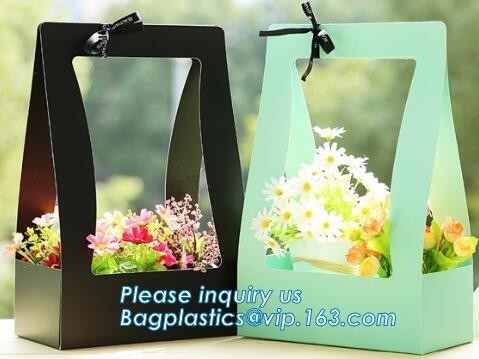 Bolsa de papel de la flor del bolso del regalo de la manija de papel plana del diseño de la moda, bolsa agradable del papel de imprenta de las flores del estilo, bageas