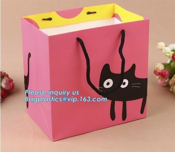 Bolso de papel de lujo con las manijas, bolsa del partido del bolso de compras del portador del regalo de papel impresa para el bolso de compras de la ropa, bageas