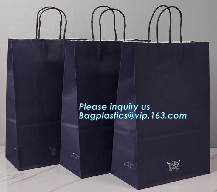 Bolsa inferior cuadrada coloreada de encargo del papel con la manija de la cuerda, bolso de envío de envío plástico pac de la fábrica de la impresión de China