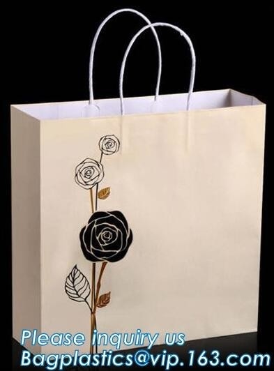Bolso que hace compras de papel modificado para requisitos particulares de Browd Kraft con las manijas para la ropa, aduana del OEM que imprime pequeña pizca de lujo de la Navidad del regalo