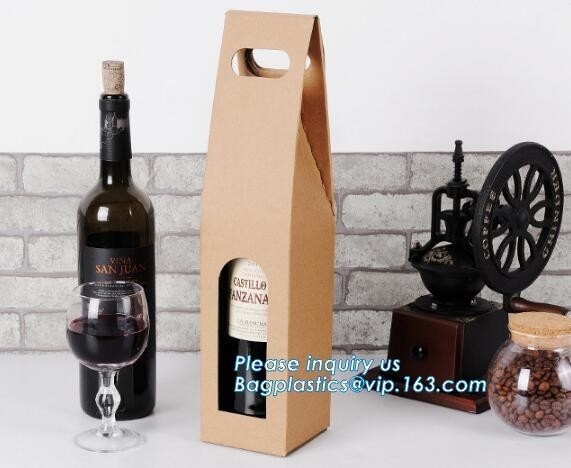 Vino que embala la bolsa de papel de Kraft con la manija de la torsión, bagease de encargo del bolso del regalo del vino del papel de imprenta del color oro respetuoso del medio ambiente del cmyk