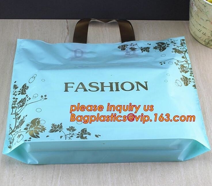 La bolsa de plástico suave de la manija del lazo con Logo Shopping Bag For Clothing de encargo que empaqueta, manija suave barata biodegradable S del lazo