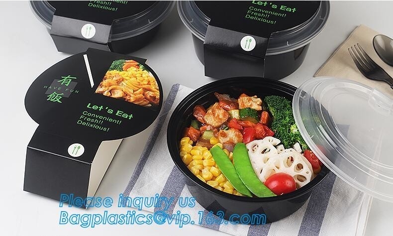 bagea seguro del bagplastics del cuenco de sopa de la microonda plástica biodegradable disponible de Bento Food Noodles Container PP del negro 1000ml