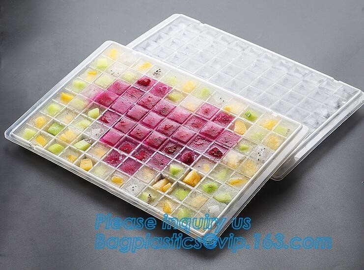 El FDA certificó la tienda que las habas frescas hielan a Tray Trays con la tapa, envase de la bandeja del cubo de hielo, Po del envase del cubo del compañero del molde del silicón