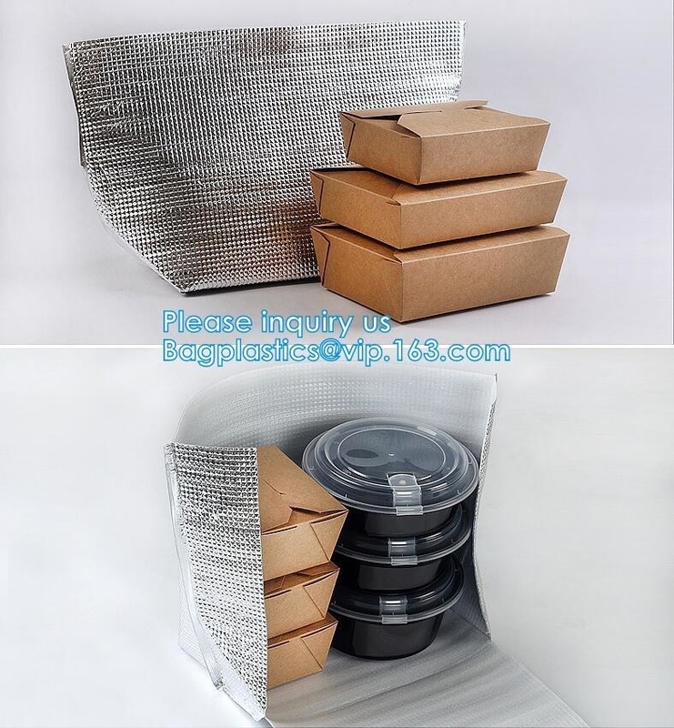 Bolso termal aislado no tejido reutilizable del refrigerador de la entrega de la comida del almuerzo del papel de aluminio, papel de aluminio caliente del uso de la entrega de la comida i