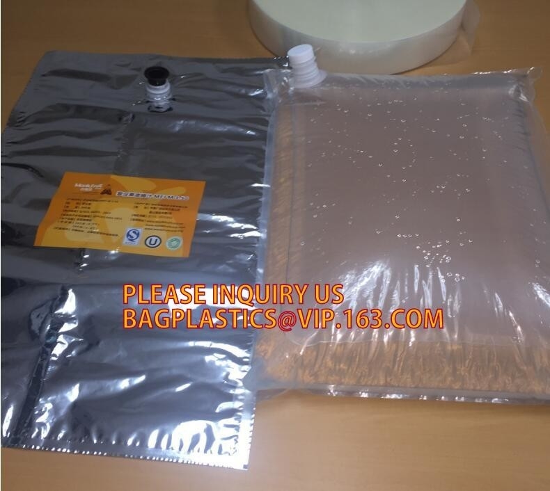 Bolso de aluminio laminado en una venta al por mayor de empaquetado del líquido de la caja 20l, bolso del vino del babero en bolso plástico del golpecito de la fábrica de la caja en la caja BAGEAS