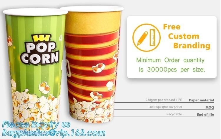 LA CAJA DE PAPEL DE LAS PALOMITAS, TAZA DE LAS PALOMITAS, CAJA DEL POLLO, MARCADO EN CALIENTE DE ENCARGO, 24OZ, 32OZ, 46OZ, ELIMINA EL PAQUETE, TAZA DE PAPEL DE KRAFT, TAPA, PAC