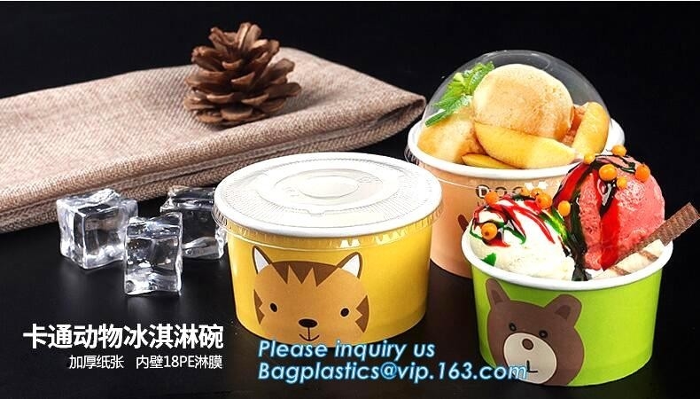 taza de papel de helado de 12oz 360ml 34oz 1000ml y tapa del papel, taza reciclada de un sólo recinto 500ml del helado 16oz de la capa doble del PE