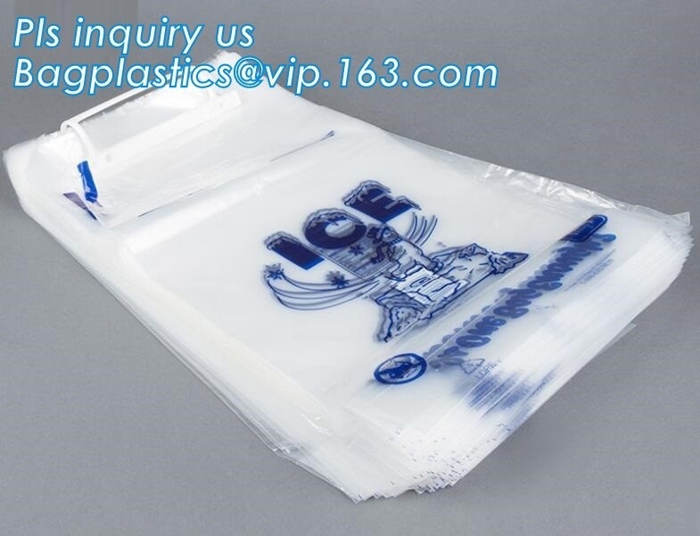 bolso congelado del cubo de 1kg 2kgIce, bolsos de hielo de 10 libras en el wicket, bolso con el lazo de nylon para la leña /ice, hielo polivinílico impreso B