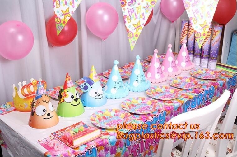 partido del tema de la historieta para el vajilla del partido del feliz cumpleaños de los niños, fuente de Tablecover del rosa del festival, kitsch transparente del rectángulo