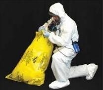 32 x 48 6 bolsos de Mil Printed Yellow Black Asbestos, fábrica que fabrica tra resistente industrial del amianto del plástico transparente
