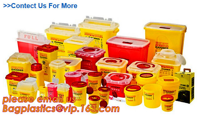 El envase agudo médico plástico amarillo para el envase agudo disponible 5L de las agujas, del uso de la salud y de Medicals, agudo contiene