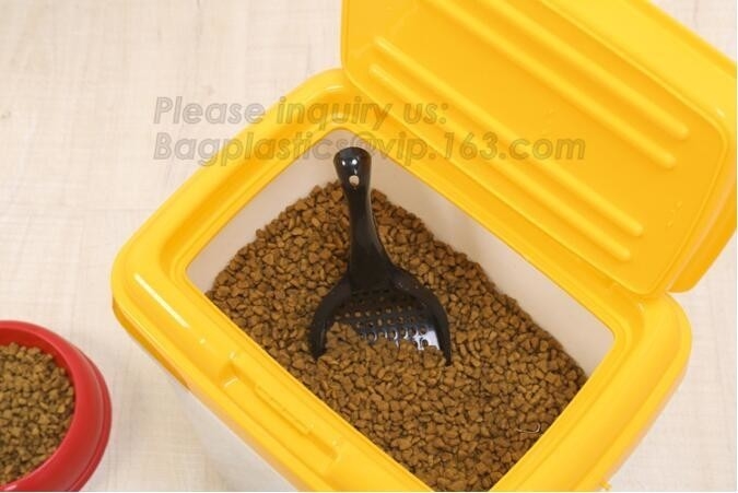 Los cuencos de los contenedores de almacenamiento de las comidas de animal doméstico con los botes de los accesorios de los alimentadores del perrito de Kitty del perro del gato de las cucharas fijaron, bagease