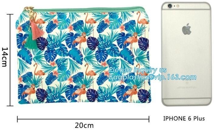 bolsa cosmética del logotipo 12oz del algodón de encargo de la lona, bolsa al por mayor de la cremallera de la lona de la moda de la fábrica de China para el sacket de los cosméticos