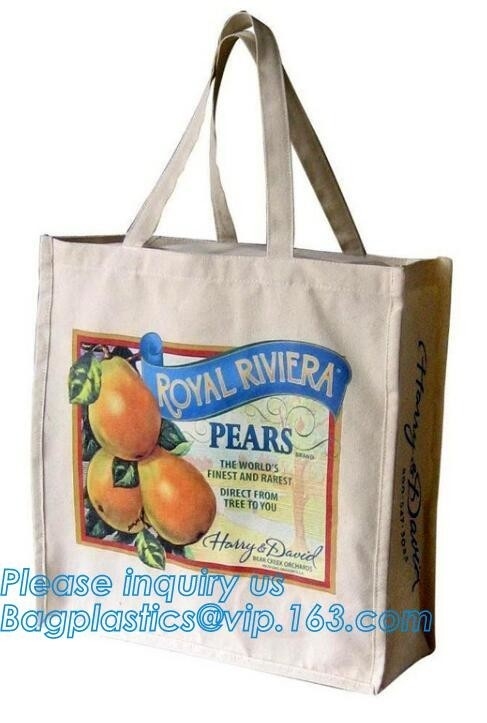 bolso del algodón, material de algodón y bolso manejado del algodón del estilo, bolso de compras del totalizador de la manija del algodón con el paquete del bagease de la impresión del logotipo
