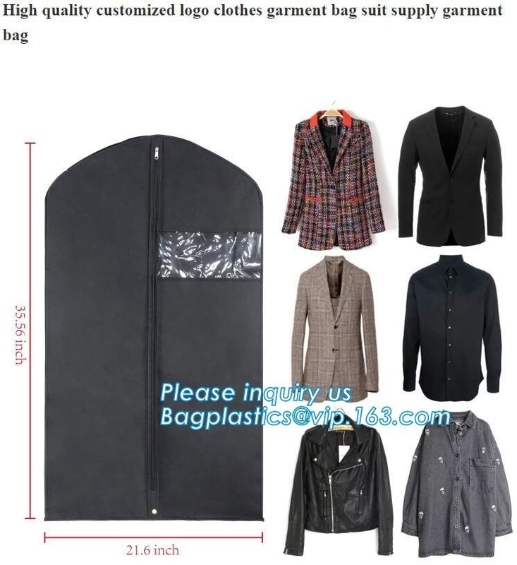 Cubierta con el bolsillo de la camisa, cubierta del traje, guardapolvo impermeable, bolso plegable del traje de la ropa de PEVA de la cubierta del traje del cuero de la ropa