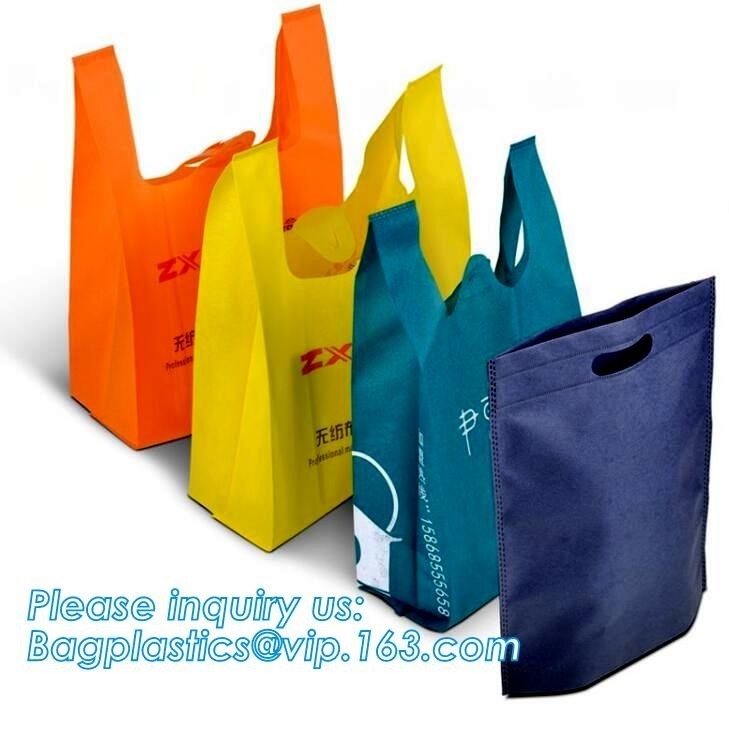 El oro metálico reciclado venta caliente laminó el bolso no tejido, bolso no tejido de encargo del logotipo del pequeño paquete negro, bagease, paquete del pac