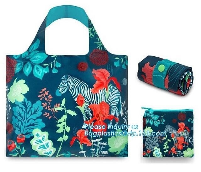 La aduana animal de las compras del totalizador del color blanco del precio de fábrica recicló el bolso plegable al por mayor del poliéster, mochila del lazo/baile de fin de curso