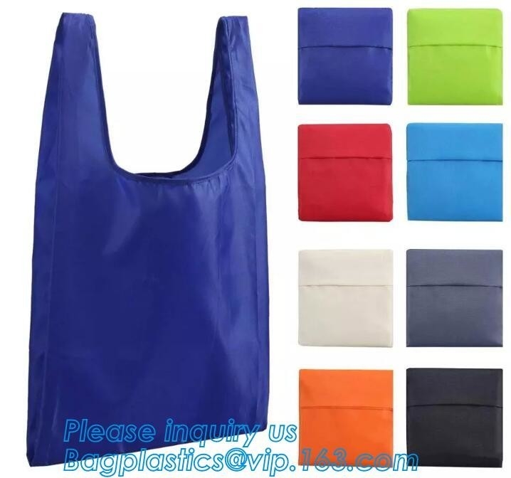 Bolso de lazo promocional al por mayor del poliéster de China con Logo For Packaging, Tote Custom Printed Foldable Polyester Reus