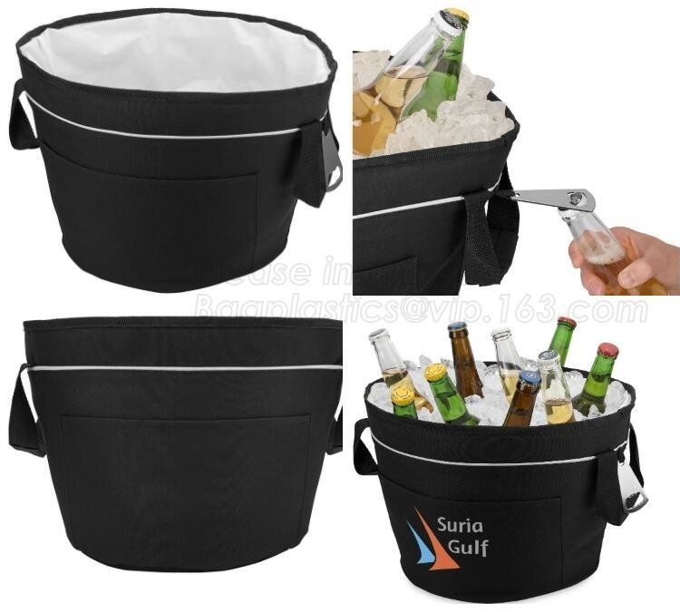 poliéster de alta calidad de encargo 600d bolso más fresco redondo para el partido, empaquetando, bagplastics pac del bolso del refrigerador de la botella de vino de 12 paquetes