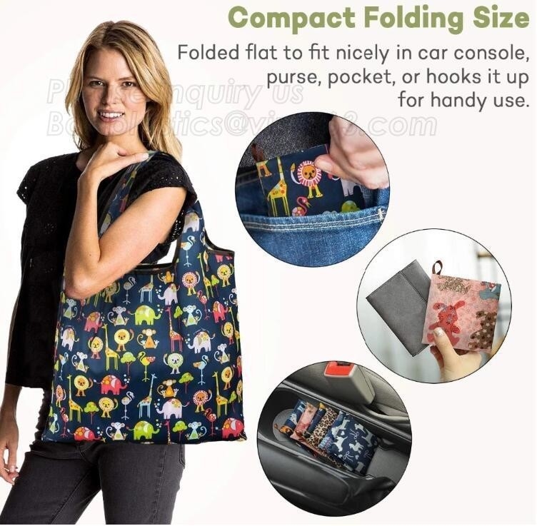 El bolso de compras de nylon amistoso de ECO, forma de la bolsa de asas con el modelo elegante, se pliega para el almacenamiento fácil, manijas ensanchadas, barco