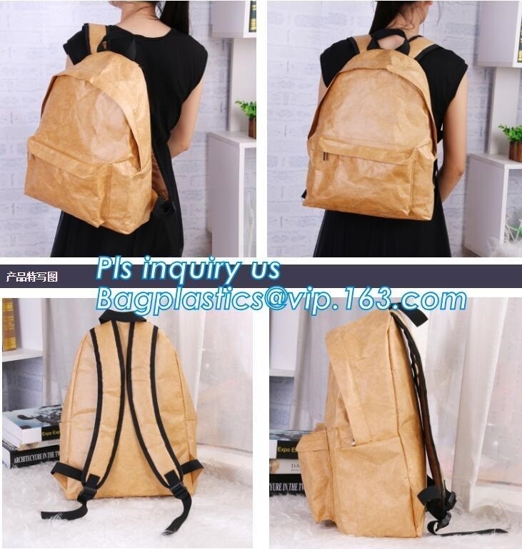 Prenda impermeable plegable del bolso de la mochila del hurto de Tyvek del viaje de la lentejuela de las colegialas de las mujeres antis materiales de las señoras, la bolsa de asas del papel de Tyvek,