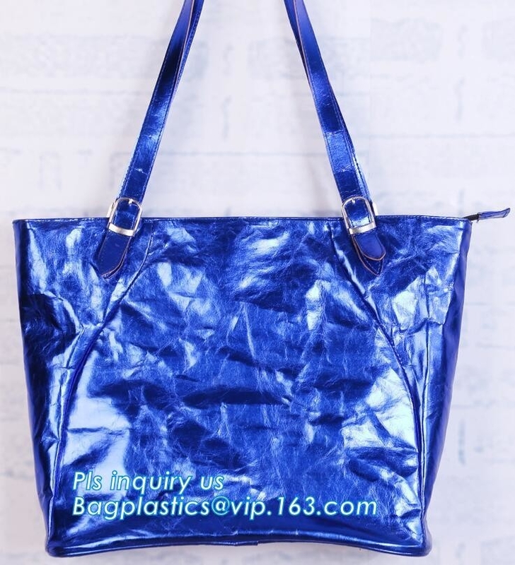 mujeres de la bolsa de asas del bolso del tyvek, bolso plegable de Tyvek, vino Tote Bag Wholesale, tienda impermeable washnable de Tyvek de la lona de la bolsa de papel
