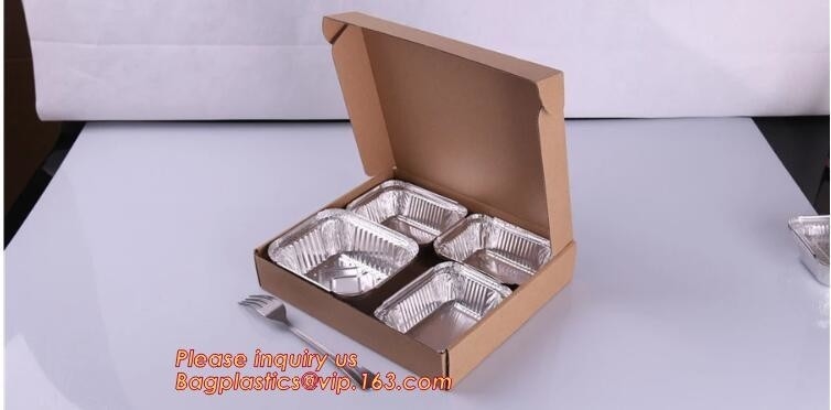 Envase de oro disponible para el acondicionamiento de los alimentos, envase de comida rectangular del papel de aluminio, líneas aéreas del papel de aluminio del cuadrado